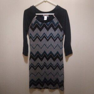 Three Pink Hearts Trixxi chevron pattern dress size M